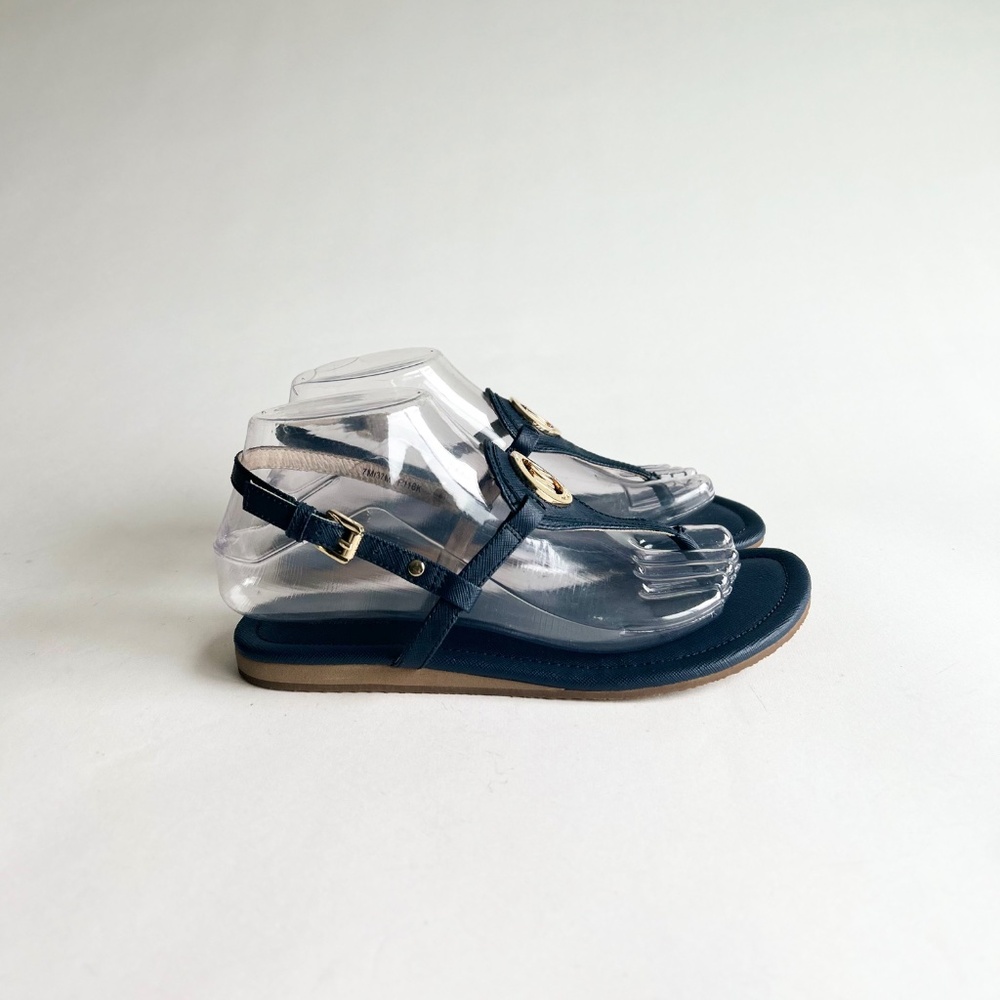 New Michael Kors Navy Crossgrain Leather Sandals size 7 - Picture 2 of 15